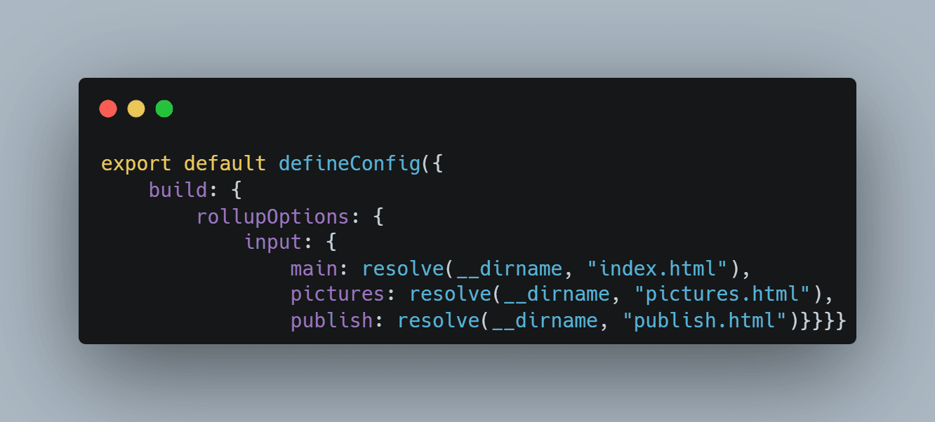 Kod som beskriver hur jag valde mina html-filer i vite.config.js